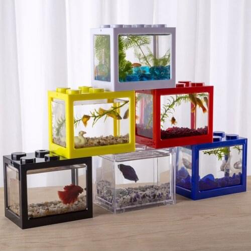 Mini Fish Tank Row Aquarium Stackable Tanks Light Ant Feeding Tanks Mini Reptile Row Box Desktop Decoration Aquarium Accessories