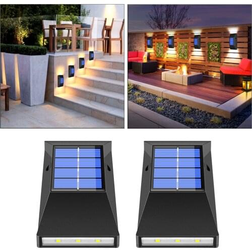 Pack of 2 6 LED Solar Light UP and Down Security Lamp Waterproof Black