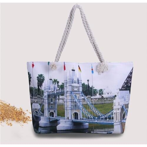London Bridge Shoulder Bags for Women Exquisiteness Beach Bag Canvas Shoppers High Capacity Fashion Handbags Womens Handbag