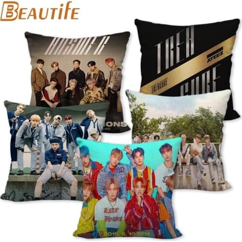 New Arrival ATEEZ Band Pillowcase Bedroom Home Decorative Cover 45x45cm Square Zipper Pillow Cases Cotton Linen Fabric No Fade