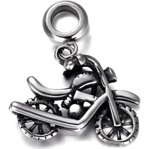 316L Stainless Steel Spacer Bail Bead Motorbike Charms 5mm Hole Polished Metal Charm Accessories for DIY Bracelet Jewelry Making