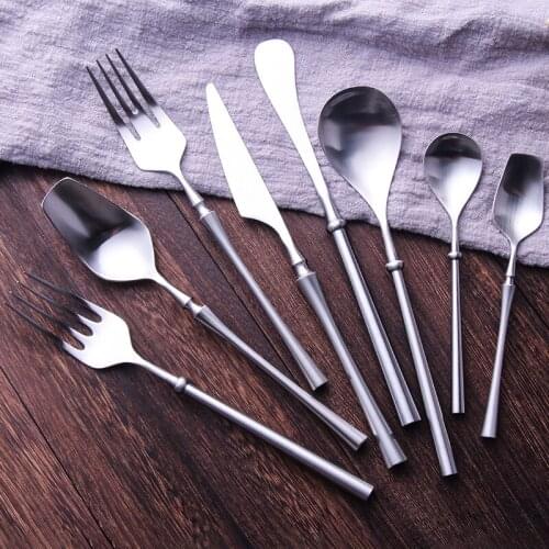 New Stainless Steel Cutlery Set Silver Color Western Dinnerware Set Cutlery Tableware Kitchen Accessories