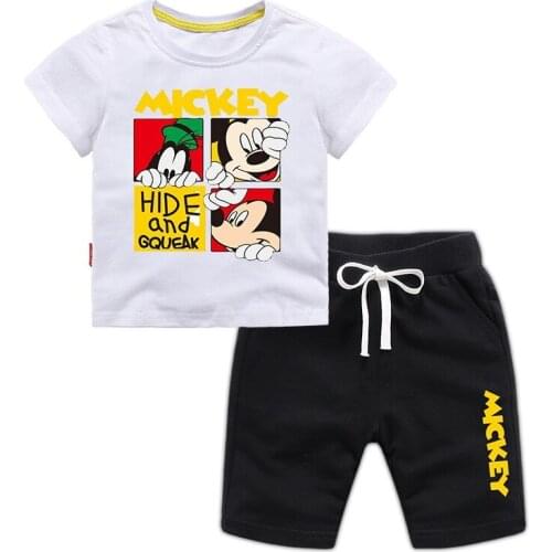 Boys Clothes Summer Short Sleeve Shirt&shorts Cartoon Mickey Printed Casual Kids Girls Clothing Set Toddler Boy Clothes Outfits