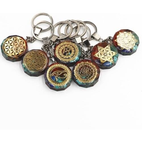 Orgone Keychain Metatron Cube Orgonite Energy Pendant 7 Chakra Reiki Healing EMF Protection Crystal Keychain