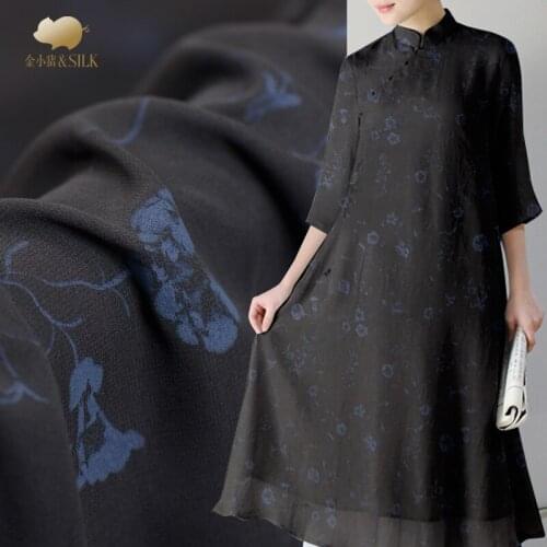 Hot stamping process silk georgette fabric super beautiful chinese silk fabric scarf dress shirt silk fabric wholesale cloth