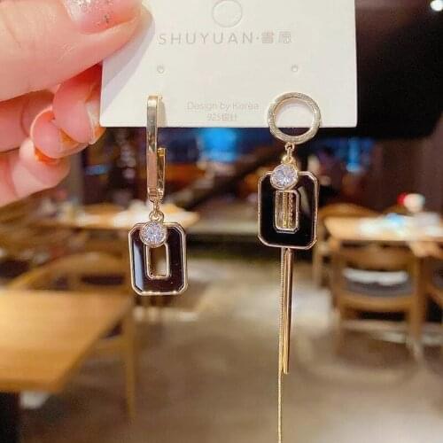 S925 Silver Needle Korean Trendy Personality Simple Atmospheric Asymmetrical Earrings Shell Frame Metal Tassel Earrings