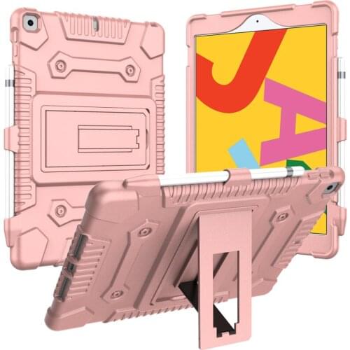 For iPad 10.2 7th Gen 2019 Case Silicone Shockproof Tablet Cover With Apple Pencil Holder Cover Kids Stand for iPad 10.2 inch
