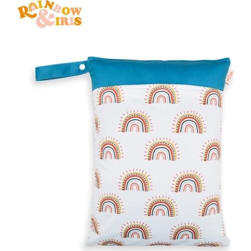 Rainbow&Iris Diaper Nappy Bag Wet Bag Washable and Reusable with Rainbow Print 30*40cm