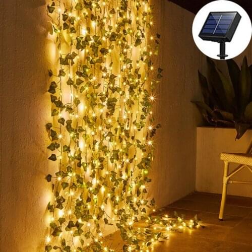 5M LED Solar Light for Garden Decoration LED String Lights Maple Leaf Rattan Light String Wedding Night Lights Christmas Decors