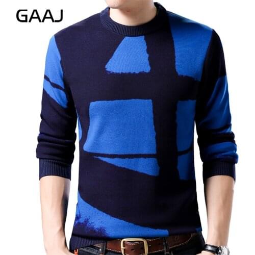 GAAJ 2019 line pull mens sweaters thick male pullover sweater slim fit men blusa masculina clothes sweter man blue man sweter