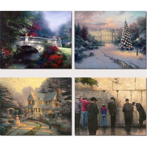 Thomas Kinkade The Night Before Christmas HD Print Abstract Painting Printed on Canvas Prints Posters Home Decor Art Painting