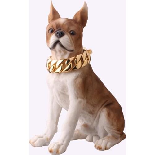 Tiasri 30mm Big Dog Chain Pet Dog Collar Thick Stainless Steel Dog Necklace Gift Gold Color Choker Link Training rope 18-26inch