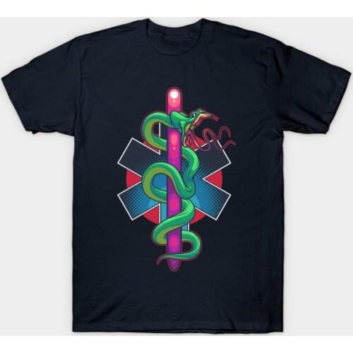 Unique Star of Life Caduceus Tattoo Paramedics T-Shirt. Summer Cotton Short Sleeve O-Neck Mens T Shirt New S-3XL