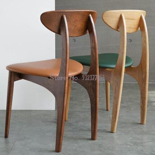 Japanese Butterfly Chair Nordic Solid Wood Back Chair White Oak American Fabric Computer Cafe Fashion Casual Dining Chair