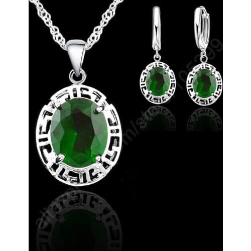 New Arrival Jewelry Sets 925 Sterling Silver Round Fashion Wedding Jewelrys Earrings Necklace Romantic Gift For Lover