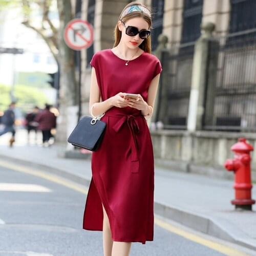 Spring Summer Real 2020 Silk Women Fashion Office Dress Elegant Party Midi Ladies Dresses Korean Vestidos MQSA2262 KJ5694