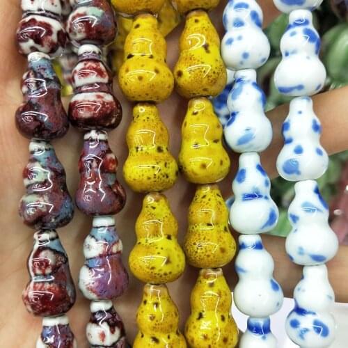 10pcs Gourd Shape Ceramic Beads For Jewelry Making Bracelet Necklace Fashion Ceramic Beads DIY Hole Beads Accessories Wholesale
