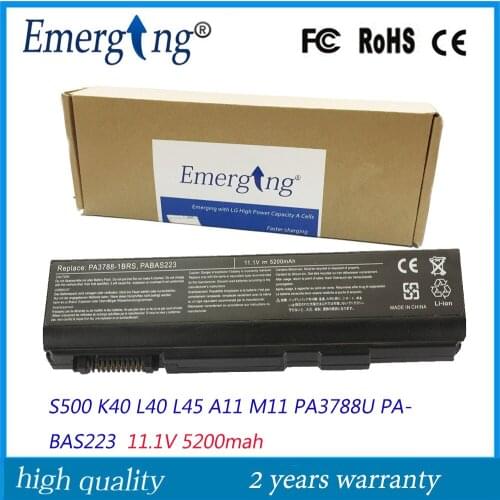 11.1V 5200Mah High Quality New Laptop Battery for Toshiba PA3788U-1BRS S500 K40 L40 K45 A11 M11 S11
