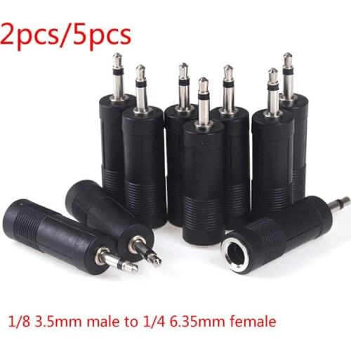 2/5pcs 3.5mm Male Plug To 6.35mm Female Jack Mono Adapter Connector Convertor