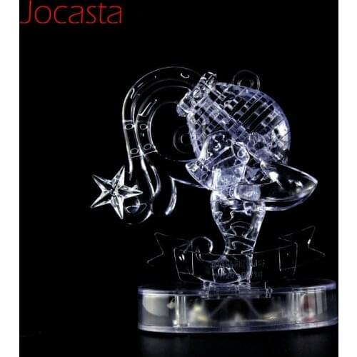 3D Crystal Puzzle with Flash Light DIY Model Building Toy Home Decoration Jigsaw Puzzles Toys Constellation Horoscope/Aquarius