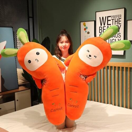 70/100CM Giant Lovely Plush Carrot Creative Fruit Doll Sofa Soft Baby Cushion Stuffed Children Toys For Friends New Year Gift