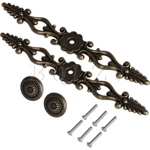 BQLZR 2 x Antique Bronze Floral 220 x 29mm Kitchen Cabinet Door Drawer Pull Handle