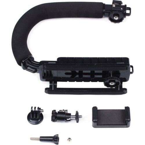 C Type Monopod Handheld Camera Stabilizer Holder Grip Flash Bracket Mount Adapter Three Hot Shoe For Dslr Slr