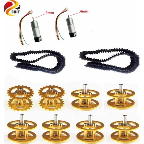 DOIT All-metal Bearing Wheels+ Driving Wheels+ Plastic Tracks+ Motors for Robot Tank Chassis Accessory Toy Parts