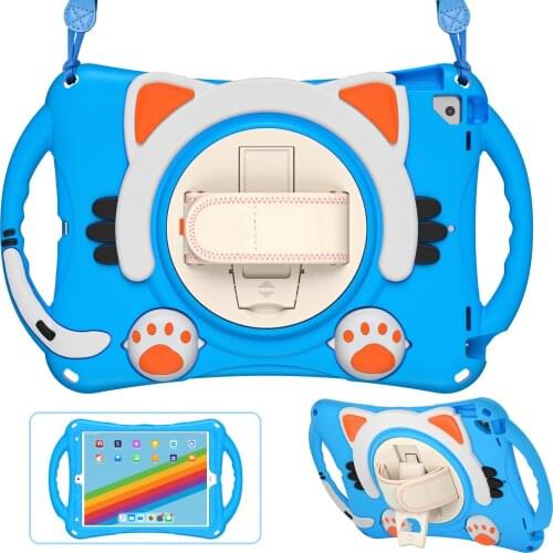 Case For iPad 10.2 Pro Air 1 2 9.7 inch 2017 2018 Mini 1 2 3 4 5 7.9 inch Hand Strap 360 Degree Rotation Tablet Case