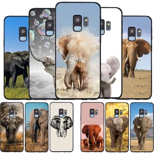 Elephant Wild Animals black Soft phone Case For Samsung S20 S10 S9 S8 S7 edge Plus Lite Note 8 9 10 A6 A7 A8 A9 2018 Cover