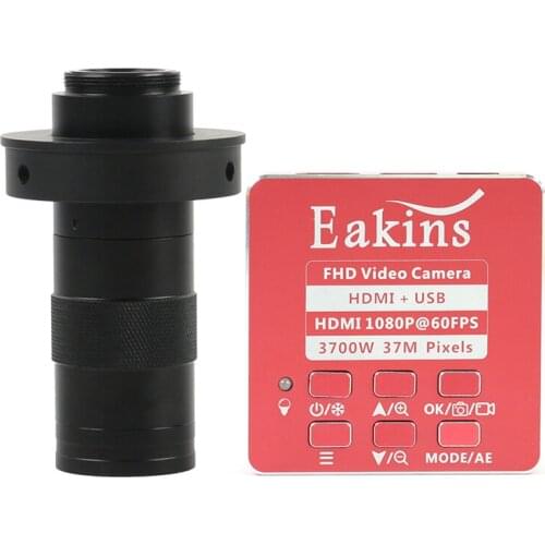 Full HD 1080P 60FPS 37MP HDMI USB Industrial Lab Digital Video Microscope Camera + HD 130X C mount Lens For PCB Soldering