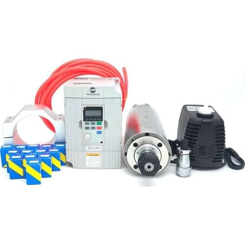 Engraving machine parts ER16 1.5KW 220V inverter kit 4 bearing Water cooled spindle motor + water pump + Motor base