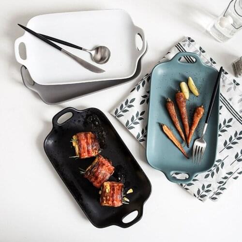 European Minimalist White Black Ceramic Dish Breakfast Beef Dessert Plate Fruit Salad Plate Dinner Tableware