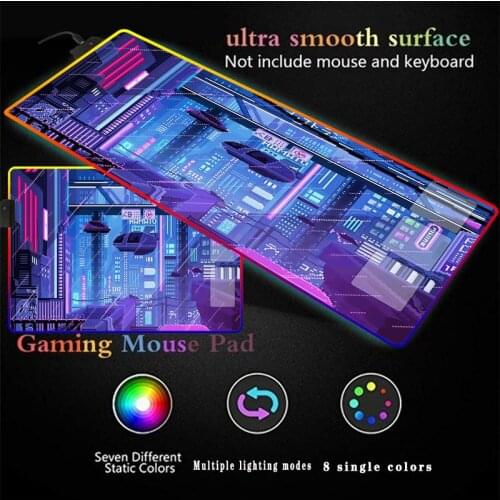 Fantasy Art LED Light Gaming Mouse Pad RGB Super Soft Large Keyboard Cover Rubber Base Computer Carpet Desk Mat PC Game MousePad