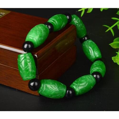 Fine JewelryNatural carved jade bracelet emerald road leads men and women free shipping