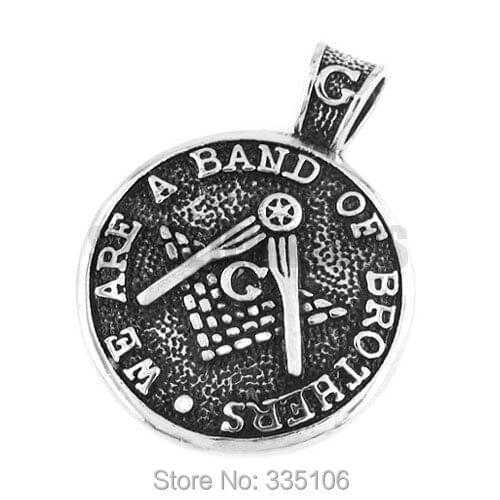 Classic Freemasonry Masonic Pendant Stainless Steel Jewelry "WE ARE A BANK OF BROTHERS" Heavy Biker Pendant SWP0316A