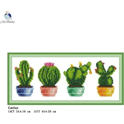 Cactus Patterns Cross Stitch Kits 11CT Printed Fabric 14CT Canvas DMC Counted Chinese Cross-stitch DIY Embroidery Thread Sets
