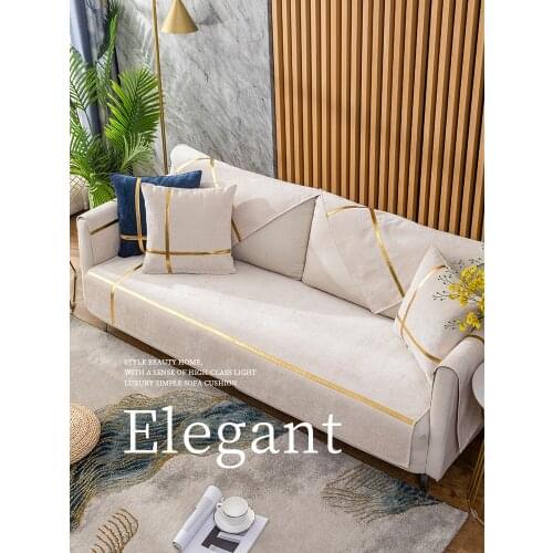 Leather sofa protector cover Anti-slip Sofa cushion custom 2/3 seat Corner sofa slipcover Chenille golden Decor sofacover Towel