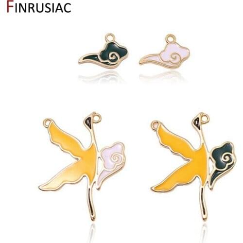 Creative Clouds and Crane Enamel Charms Pendants For DIY Earring Making Accessories , Jewellery Making Supplies