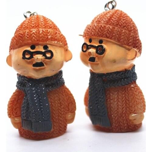 37*15mm Fashion Creative Hat Scarf Glasses Beard Grandfather Resin Earrings Womens Personality DIY Jewelry Birthday Gifts