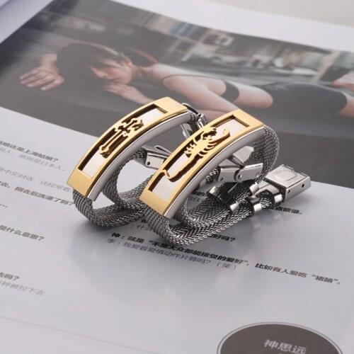 JOINBEAUTY Individuality Stainless Steel Bracelet Scorpion Cross Pattern Male Bracelets Punk Bangles Accessories Jewelry HY015