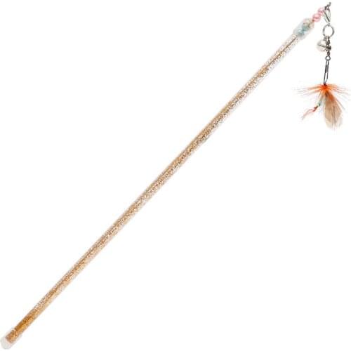 New Style Cat Wand Extendable Fun Interactive Fake Feather Kitten Cat Teaser Pet Teaser Little Fly Worm Shape Toy For Cat Pet