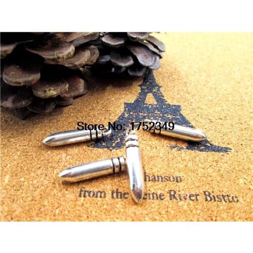 20pcs--Bullet Charms, Antique Tibetan silver Tone 3D Bullet Charm pendants 24x5mm