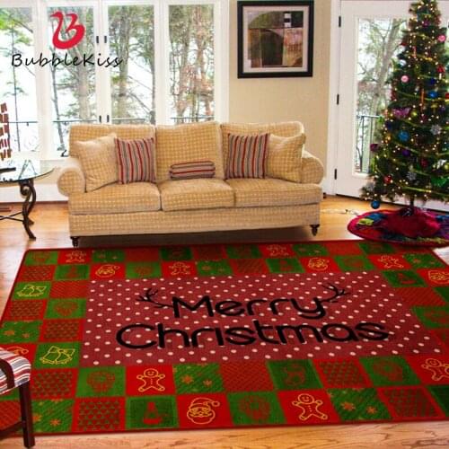 Bubble Kiss Christmas Carpets For Living Room Home Cartoon Area RugsRed Green Lattice Festival Rug Party Prop Decor Floor Mats