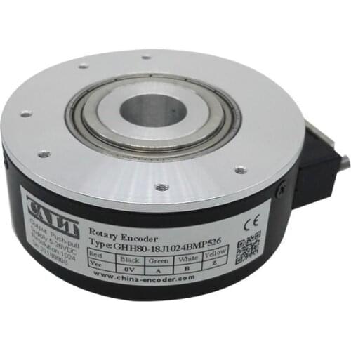 China Made 80mm Rotary Optical Encoder Hollow Shaft 30mm Push Pull Output Speed Sensor GHH80 for Elevator Customize Available