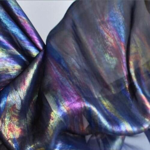 Bronzing chiffon fabric thin soft colored flowing bronzed breathable DIY dress fabric 100cm*150cm
