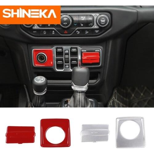 SHINEKA Interior Mouldings For Jeep Wrangler JL 2018+ ABS Car cigarette lighter USB socket decorative stickers For Jeep Wrangler