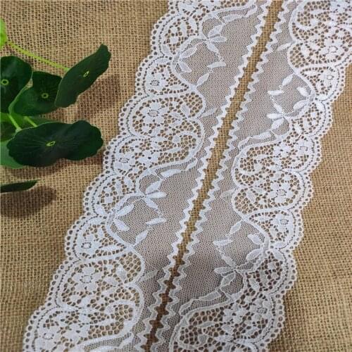 Width about 7cm white African lace fabric elastic floral trimming embroidery sewing garment underwear accessories