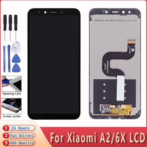 AAA Quality For XiaoMi Mi A2 MIA2 LCD Display Screen Replacement For XiaoMi 6X LCD Digiziter Assembly With Frame For Mi 6X LCD