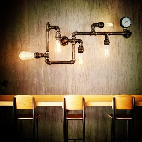 Modern Nordic Industrial Light Water Pipe Wall Lamps Remote Control Wall Light for Foyer Bar Coffee Dining room Home Decor